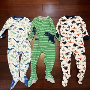 Lot of Fleece Footie PJs Dinosaur 3T